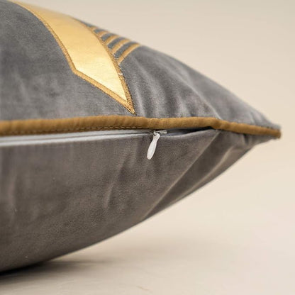 Alerfa 20 x 20 Inches Gray Geometric Gold Leather Striped Cushion Cases - Image 6