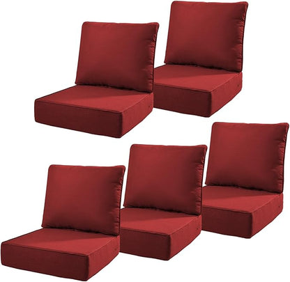 6" Thick Outdoor Cushions 22x24x6, 5-Set Deep Seat Patio Cushions by Pugire