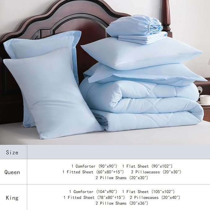 NTBAY King Comforter Set with Sheets, 7 Pieces Soft and Breathable King Bedding - Image 7
