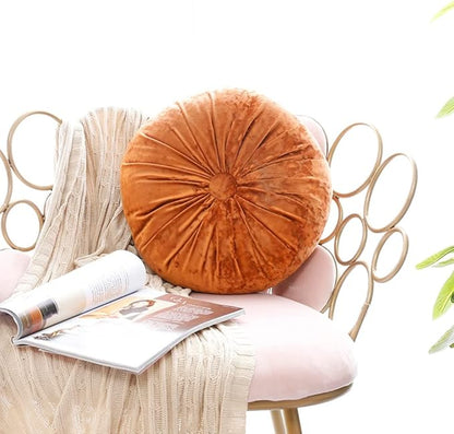 S_SSOY Round Throw Pillow for Couch Pumpkin Velvet Decorative Small Floor - Image 2
