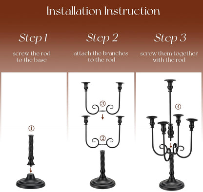 Candeldo 20 Inches Black Candelabra Halloween Decorations Set of 2
