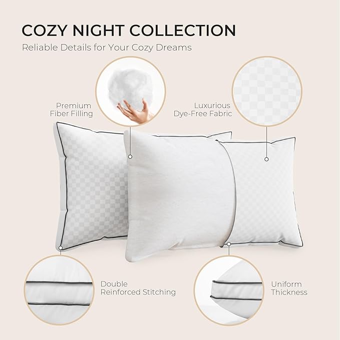 Sweetnight Standard Pillows Set of 2, Hotel Bed Pillows Fluffy Gusseted - Image 3