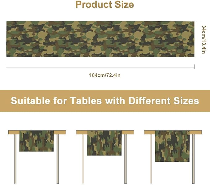 Camo Table Runner, Military Camouflage Coast Guard Force Soldier Hunting Themed - Image 7