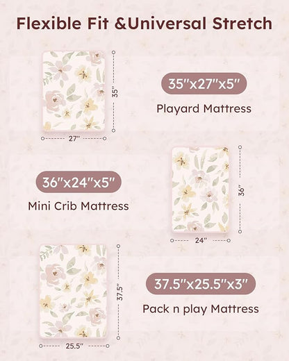 Pack and Play Sheets Fitted 3 Pack, Mini Crib Sheets - Image 3