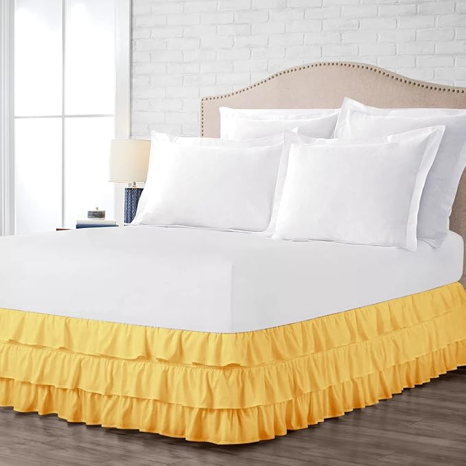 Multi-Ruffle Bed Skirt, Soft Multi Elastic Dust Ruffles - Image 3