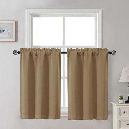Gwine Taupe Blackout Curtains for Small Window Treatment, Light Blocking Short by Gwine