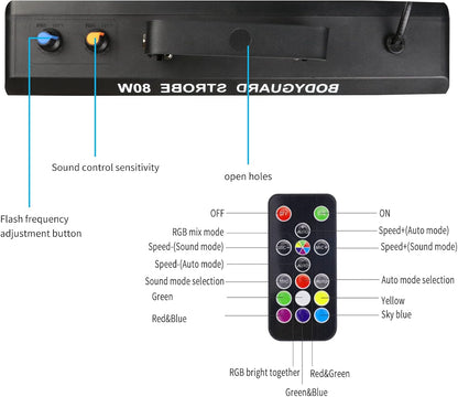 Strobe Stage Lights Sound Activated, 100W RGB LED Strobe Light, Halloween Light Effect with Remote Control, Professional DJ Party Lights for Banquet Host