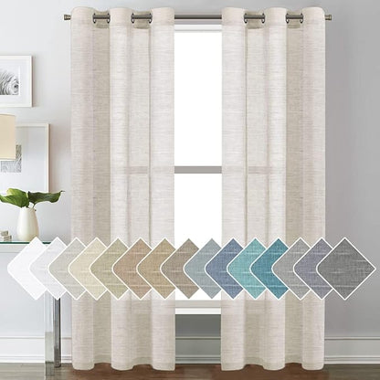 H.VERSAILTEX Linen Curtains Nickel Grommet Natural Linen Semi-Sheer Curtains 2 by HVERSAILTEX