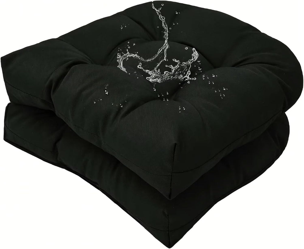 Black Waterproof Wicker Seat Cushion for Outdoor Indoor
