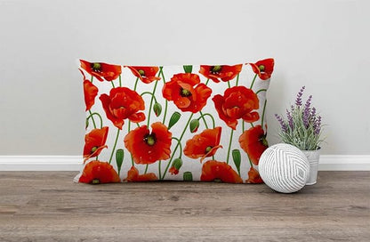 Solekla Red Poppy Flowers Waist Lumbar Cotton Linen Throw Pillow case Cushion - Image 4