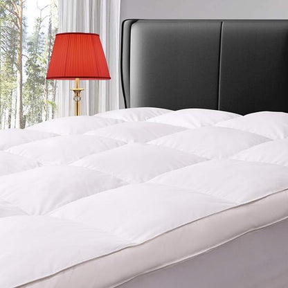 ELEMUSE Queen Size Extra Thick Fusion Goose Down Feather Filled Mattress Topper by ELEMUSE