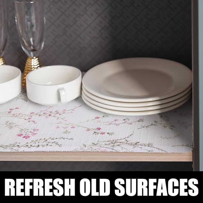 Floral Drawer and Shelf Liner for Cabinets 16IN x 10FT, Non-Adhesive and Strong - Image 2