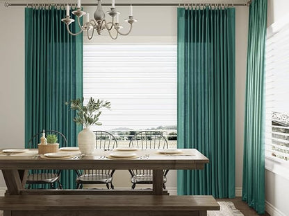 Dark Green Pinch Pleated Linen Curtains 96 Inch Length 2 Panels - Image 6