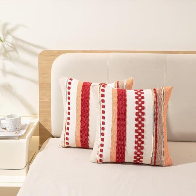 Boho Throw Pillow Covers 18x18 Set of 2 Christmas Decorative Cushion Case - Image 5