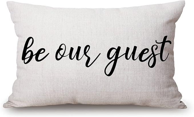 Solekla Be Our Guest Cotton Linen Decorative Throw Pillow Case Cushion Cover by Solekla