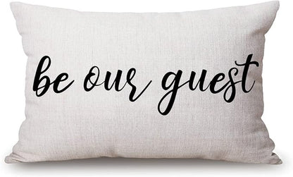 Solekla Be Our Guest Cotton Linen Decorative Throw Pillow Case Cushion Cover by Solekla