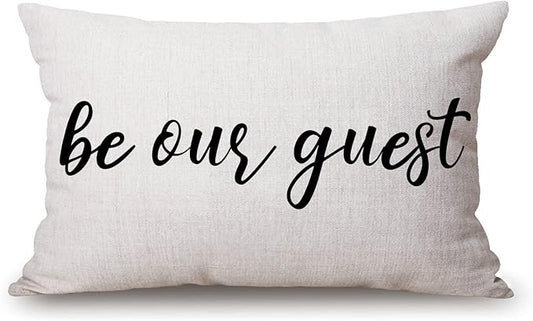 Solekla Be Our Guest Cotton Linen Decorative Throw Pillow Case Cushion Cover by Solekla
