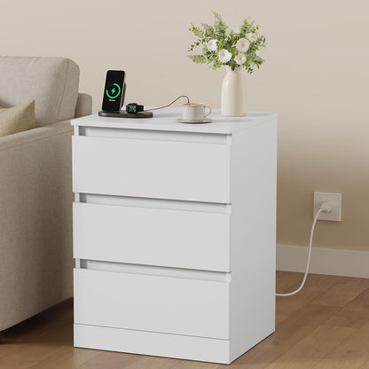nightstands set of 2 with charging station and, front angle view