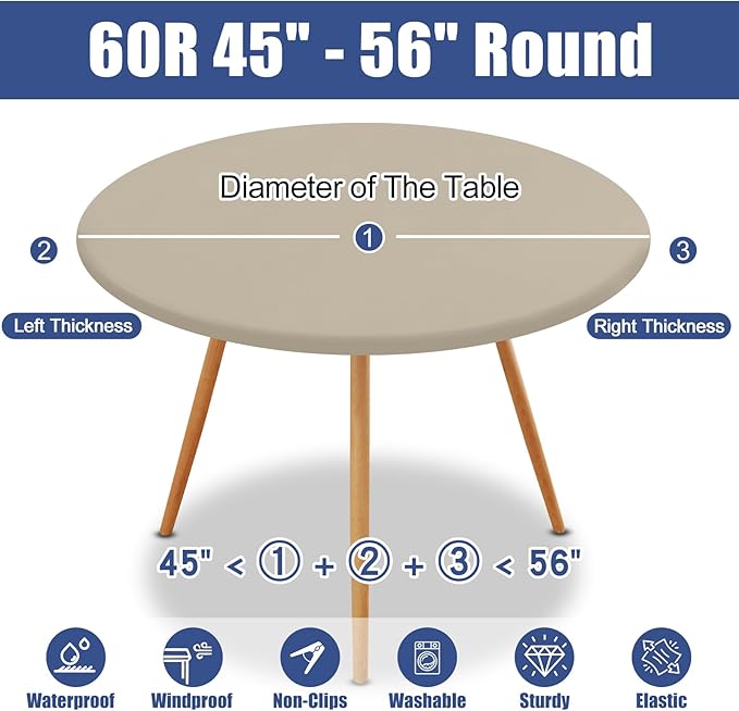 Round Spandex Tablecloth, Elastic Fitted Waterproof Tablecloths - Image 8
