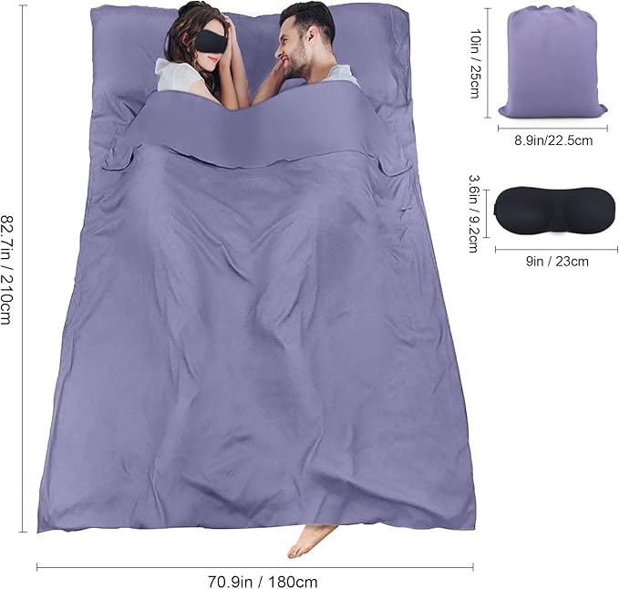 Sleeping Bag Liner, Travel Sheet & Adult Sleep Sack, Camping Sheets Travel - Image 3