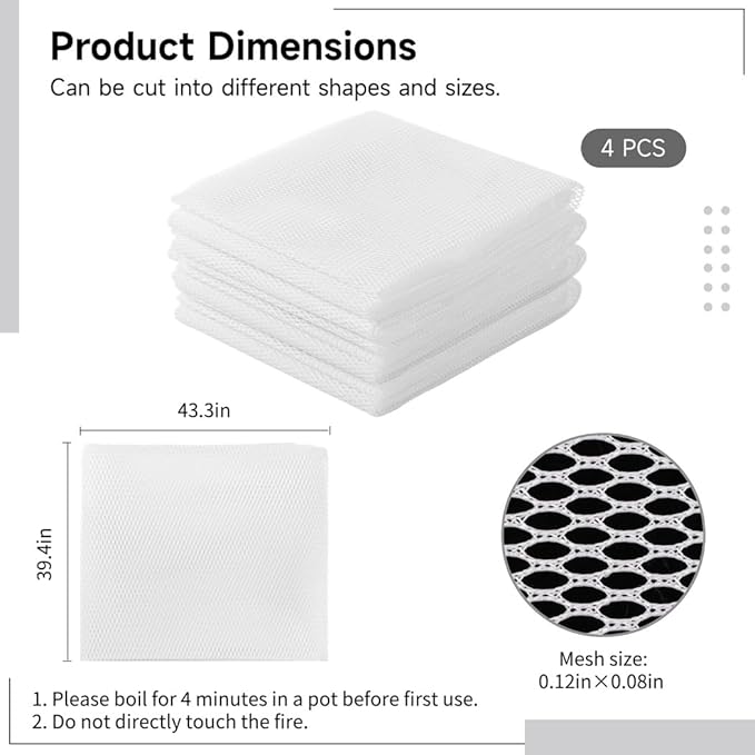 4 Pcs Rice Net, Sushi Rice Cooking Net, 43.3"×39.4" Fine Mesh Rice Cooker - Image 3
