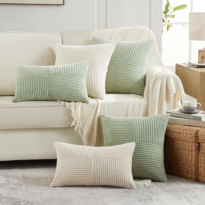 Fancy Homi 2 Packs Sage Green Long Lumbar Decorative Throw Pillow Covers 16x24 - Image 6