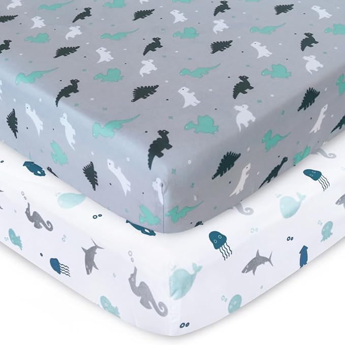 Crib Sheets for Boys or Girls 2-Pack, Fitted Crib Sheet 52'' x 28'' for by SpringspiritBedding