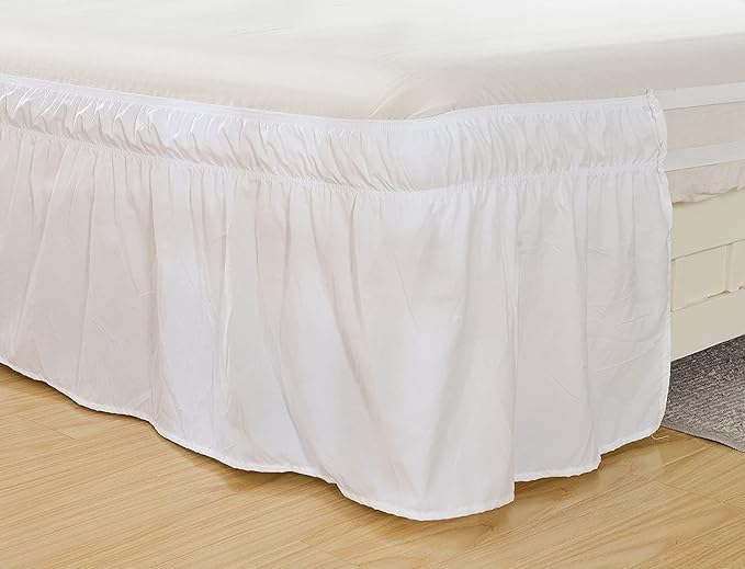 MEILA Wrap Around Bed Skirt Three Fabric Sides Elastic Dust Ruffled 16 Inch - Image 5