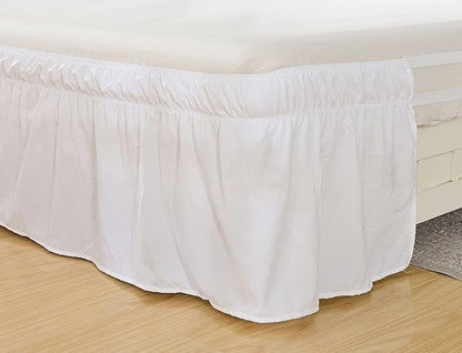 MEILA Wrap Around Bed Skirt Three Fabric Sides Elastic Dust Ruffled 16 Inch - Image 5