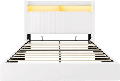 allewie full size lift up storage led bed, view 9