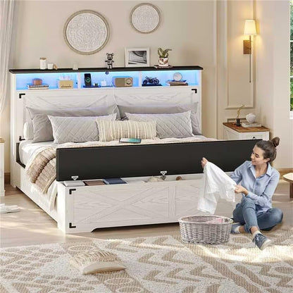 hasuit queen size bed frame with storage ottoman on a desk or shelf