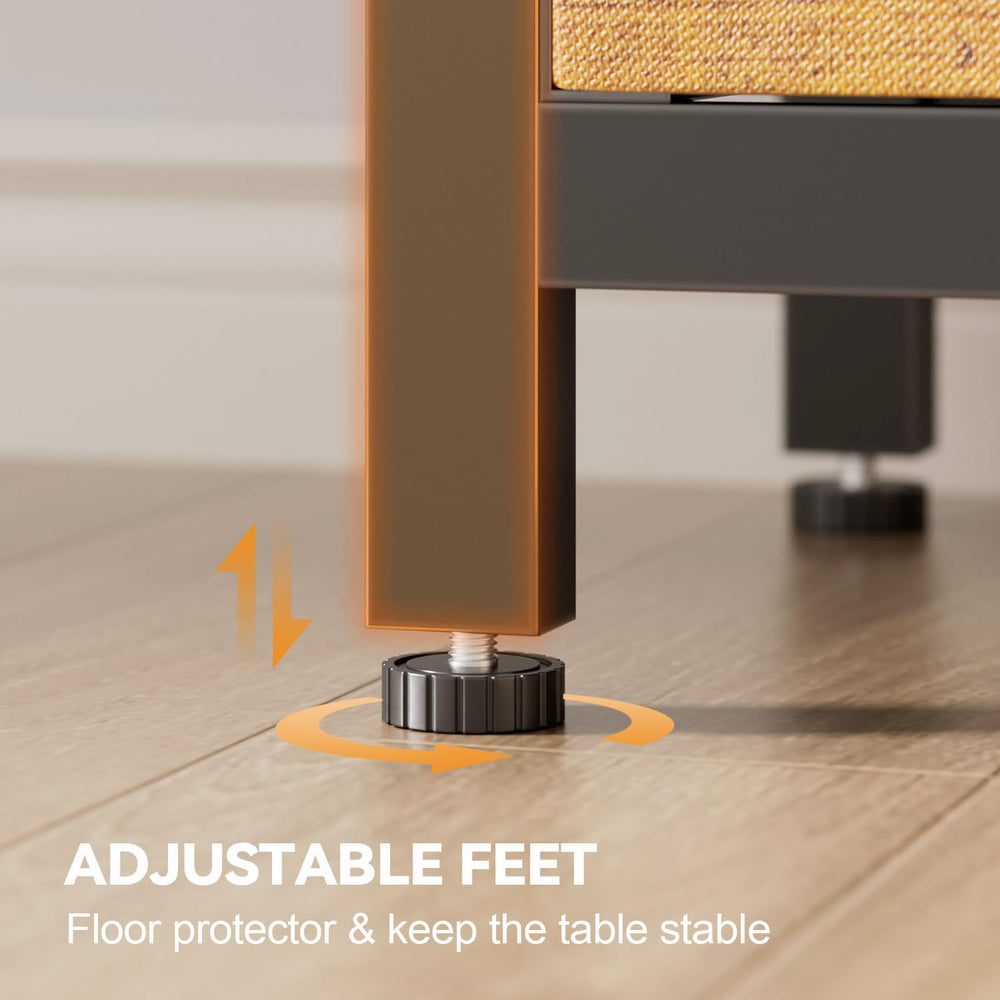 HLDIRECT Nightstand with Built-in Charging Station & Warm LED Light