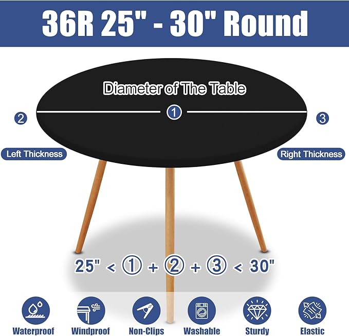 Round Spandex Tablecloth, Elastic Fitted Waterproof Tablecloths - Image 8