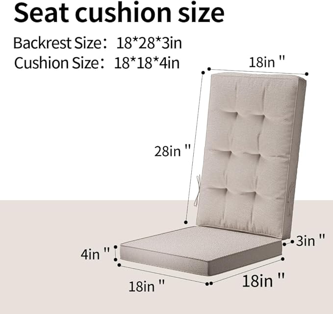 46x18 Outdoor High Back Chair Cushions | Waterproof & UV-Resistant Patio - Image 8