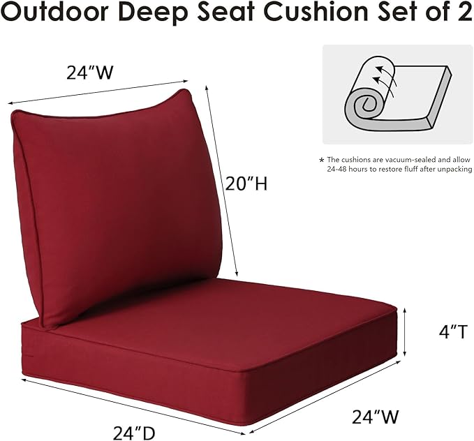 Outdoor Patio Chair Cushions Set, Water-Repellent, Fade Resistant, Deep Seat - Image 5