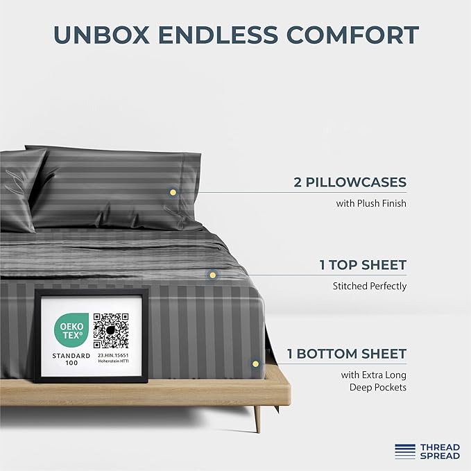 THREAD SPREAD Egyptian Cotton Sheets King Size - Image 3