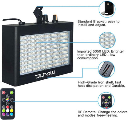 Halloween Strobe Light, JLPOW Ultra Bright RGB LED Strobe Lights (Metal Case), Sound Activated and Remote Control, Speed Adjustable Mini Flash Stage Lighting, Best for DJ Party Bar Show Disco Dance
