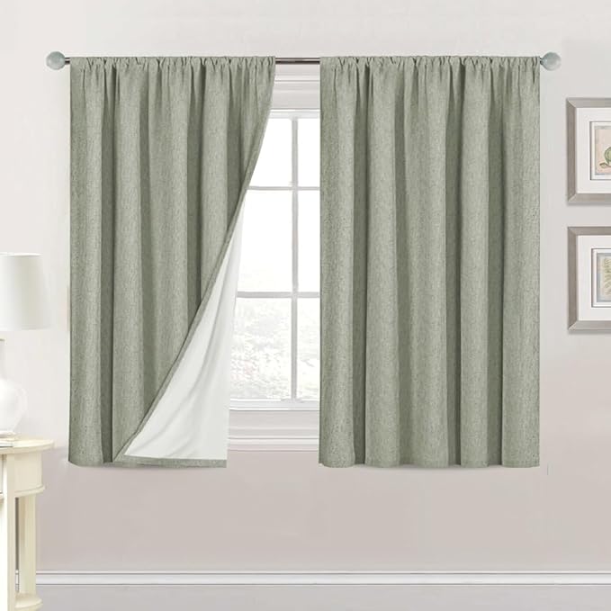 H.VERSAILTEX Linen Look 100% Blackout Curtains 45 Inches Long by HVERSAILTEX
