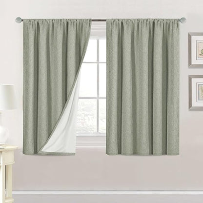 H.VERSAILTEX Linen Look 100% Blackout Curtains 45 Inches Long by HVERSAILTEX