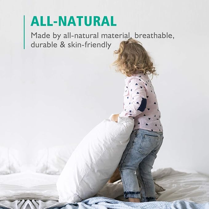 APSMILE Organic 20x20 Feather Down Throw Pillow Inserts Set of 2, 100% Cotton - Image 4