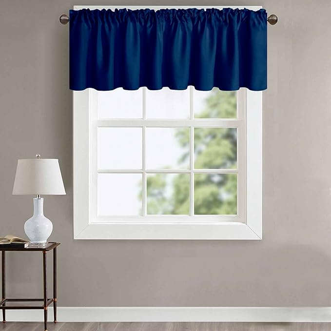 Blackout Valance for Kitchen Windows Bathroom Living Room Bedroom Privacy Rod by HighQualityCurtains