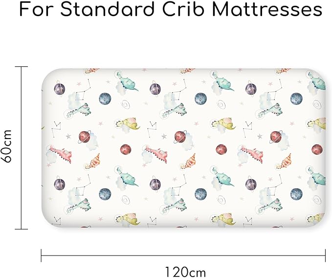 Nap Mat Sheet 47"x24", 3 Pack Dinosaur Baby Crib Sheets Fitted Elastic Corners - Image 6