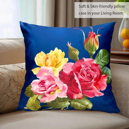 Elegant Decorative Floral Rose Throw Pillow Cover, Double - Image 6