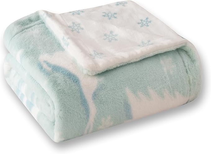 COOVA Christmas Faux Rabbit Fur & Flannel Throw Blanket 50x60 Inch - Image 6