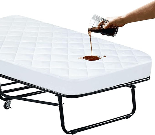 Cot Size Mattress Pad Waterproof Quilted, Absorbent Soft Mattress Pads by Moonsea