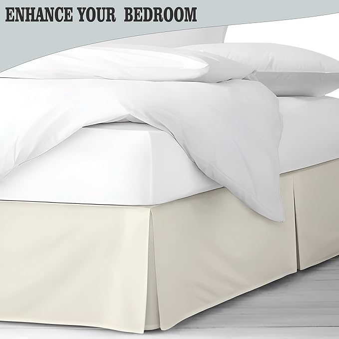 Pleated Bed Skirt Queen Size, Split Corners, Wrinkle-Resistant Microfiber - Image 2