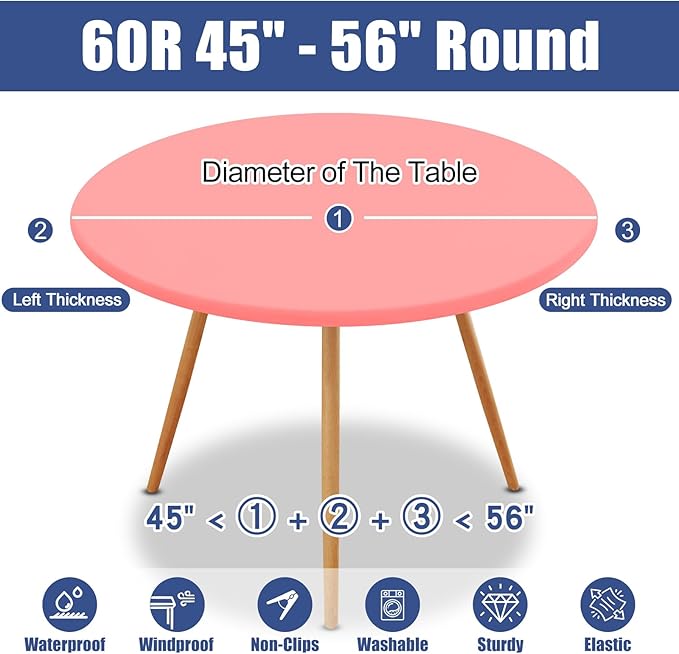 Round Spandex Tablecloth, Elastic Fitted Waterproof Tablecloths - Image 8