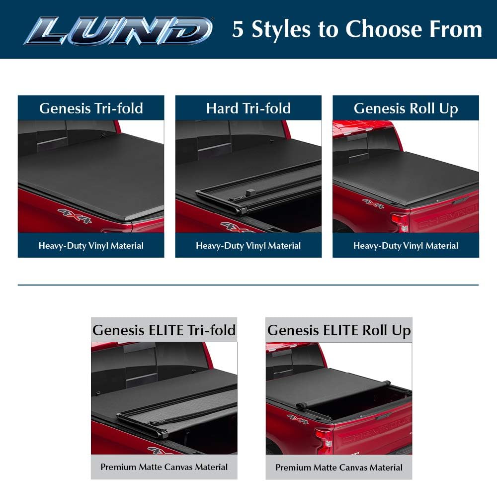 lund hard tri-fold hard folding truck bed tonneau, side view