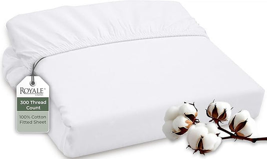 ROYALE LINENS 300 Thread Count 100% Long Staple Combed Cotton Fitted Sheet by ROYALELINENS