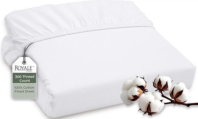 ROYALE LINENS 300 Thread Count 100% Long Staple Combed Cotton Fitted Sheet Twin by ROYALELINENS
